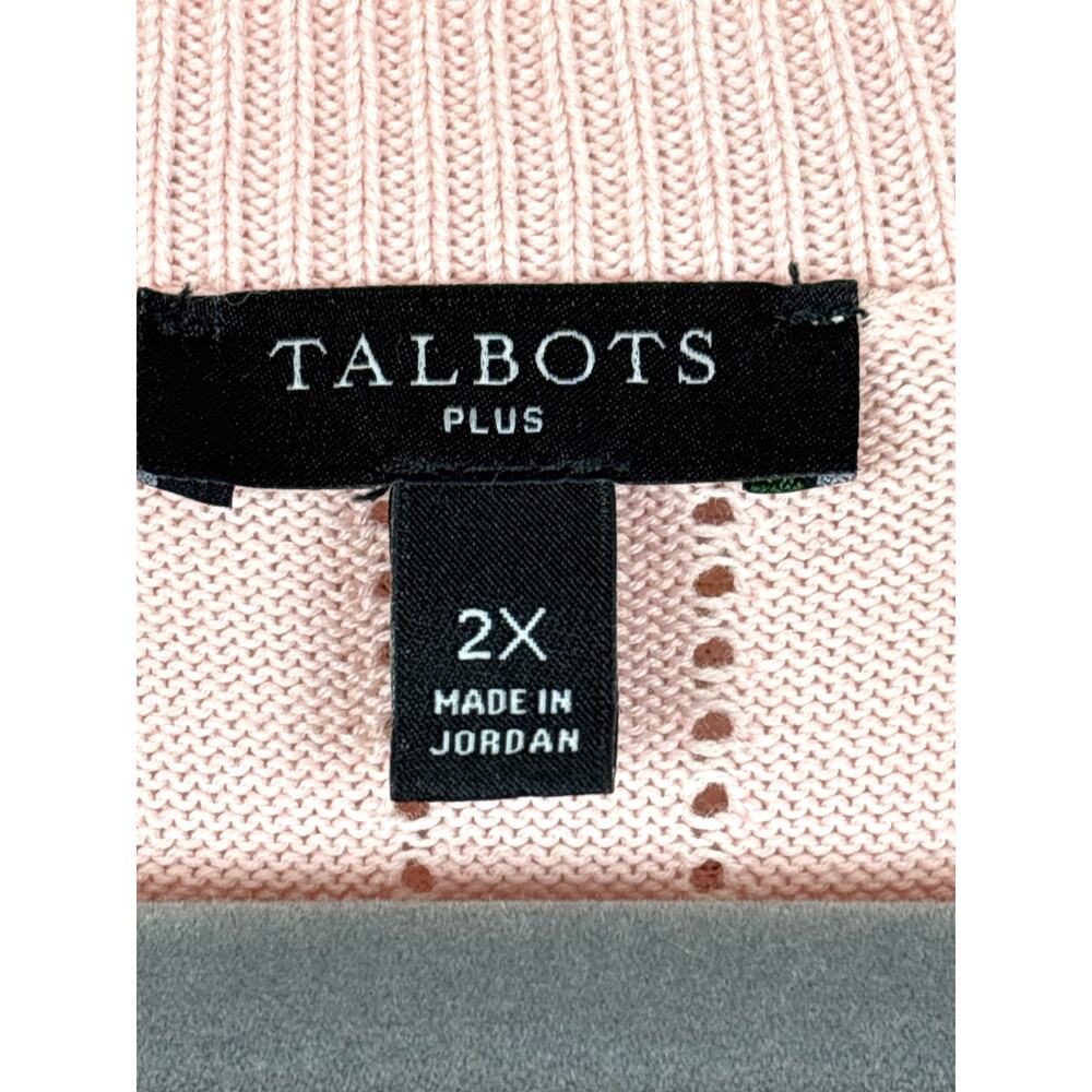 Talbots Womens 2X Plus Light Pink Button Up Lightweight Knit Cardigan Sweater - Picture 3 of 5